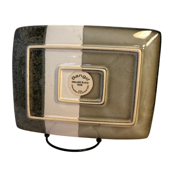Sango Prelude Black 4508 Rectangular Salad Dessert Plates Set-3 7"x9" *Retired* - Picture 5 of 9